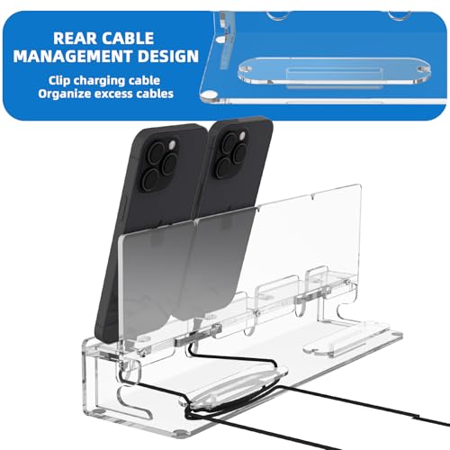 4 Phones Acrylic Multiple Cell Phone Stand - color: Clear