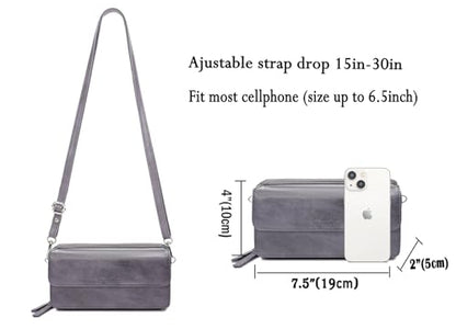RFID Crossbody Wallet Wristlet Purse with Phone Pocket For Women Vegan Leather - color: Bz-purple Grey