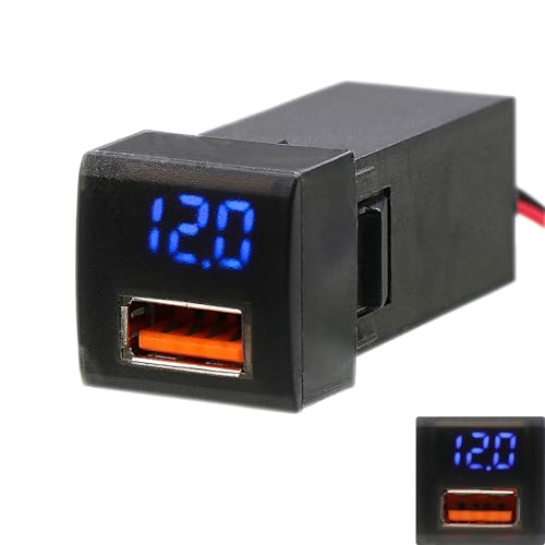 12V DC Car USB Charger Socket with QC3.0 Charging Port, Automotive Flush Mount Power Outlet, Compatible with Phone Tablet GPS, Fit for Toyota Vehicles (0.9" x 0.9")