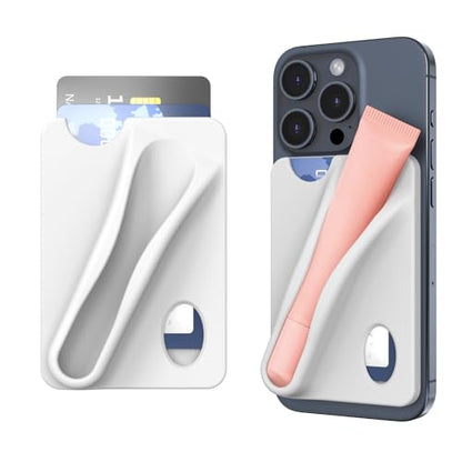 DOB SECHS Silicone Lip Holder with Card Holder Compatible with Lipstick Lip Glaze Phone Case Back Stick On Holder for iPhone and Android Smartphones （Grey, Small） - color: Grey, size: Small