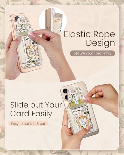 Shorogyt Compatible with Magsafe Wallet with Grip, Flower - color: Flower