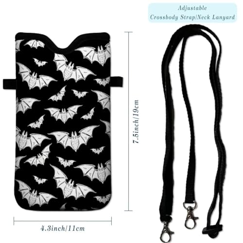 Cell Phone Sleeves Bag Case Crossbody Neoprene Holder Lanyard Phone Pouch for Women Men 7.5 X 4.5 Inches - Bat - color: BAT