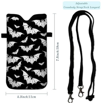 Cell Phone Sleeves Bag Case Crossbody Neoprene Holder Lanyard Phone Pouch for Women Men 7.5 X 4.5 Inches - Bat - color: BAT
