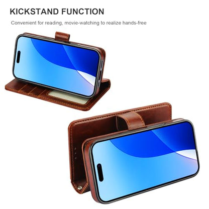 Bocasal Detachable Wallet Case Card Holder for iPhone 16, Brown | RFID Blocking Kickstand Card Slots Holder PU Leather Magnetic Shockproof Wrist Strap Removable Flip Protective Cover 6.1 inch - color: Brown