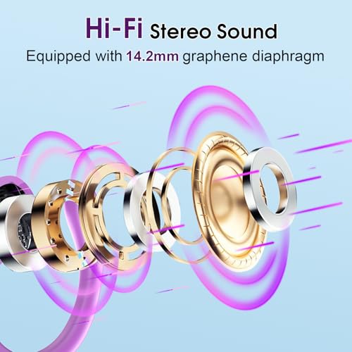 Wireless Earbuds 75H Bluetooth 5.4 Sport Headphones with Earhooks, Purple - color: Purple