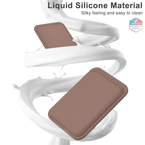 oakxco Magnetic Phone Wallet Stick On, Secure Phone Card Holder Silicone Compatible with Magsafe, Adhesive Pocket Sleeve ID Credit Card, Slim Thin Card Case, Compatible with iPhone Samsung, Brown - color: Brown