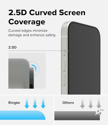 Ringke for iPhone 17 Screen Protector [Easy Slide, 2 Pack] | Easy Installation with Alignment Tool, Case Friendly Premium 9H Hardness Tempered Glass - size: iPhone 17