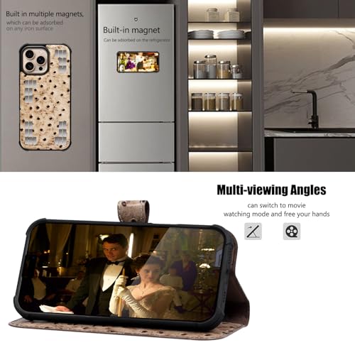Leather Case Compatible with iPhone 13 Pro Max Wallet 6.7" | Genuine Leather 2-in-1 Magnetic Detachable Shockproof,Flip Folio Cover with Card Slot, Wireless Charging RFID Blocking White - color: Creamy white, size: 6.7"-13 Pro Max