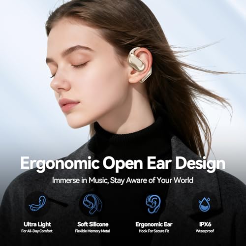 Open Ear Headphones Bluetooth Wireless Over Ear Earbuds(Skin) - color: Skin