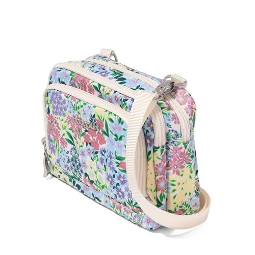 Baggallini Triple Zip with Front Wallet/Trifecta RFID Wallet Crossbody - color: Meadow Print