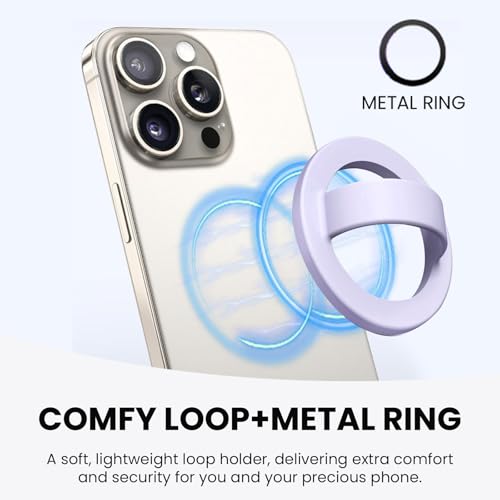 Magnetic Phone Grip Holder Thin Silicone Finger Loop Ring for iPhone - color: Lilac