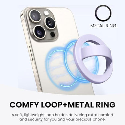 Magnetic Phone Grip Holder Thin Silicone Finger Loop Ring for iPhone - color: Lilac