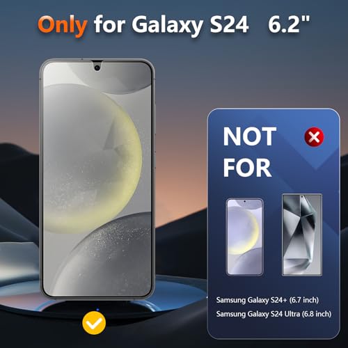 [2 Pack] 4 Way 360 ° Matte TPU Privacy Screen Protector for Samsung Galaxy S24 (Not Glass), Fingerprint Sensor Compatible, Anti-Glare Full Adhesive Flexible Film - size: Galaxy S24