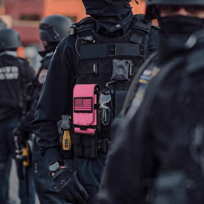Dual Tactical Phone Pouch Molle Phone Holster Double Capacity Holder Universal Utility EDC Pouch for iPhone 17 Pro Max/17 Pro/16 Pro Max/16 Pro/15 Pro Max/15 - color: Hot Pink