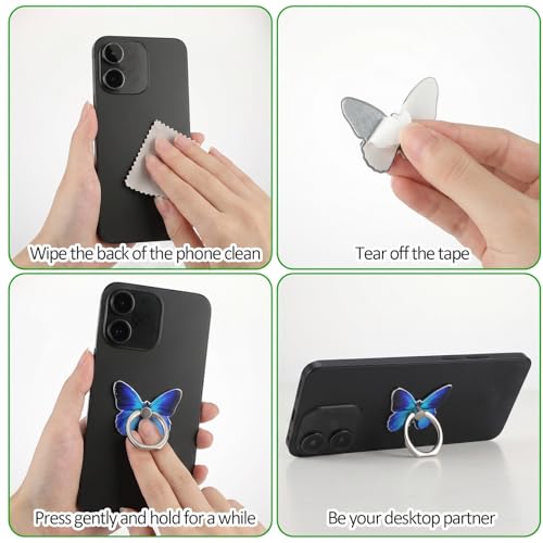 Ymapinc 4Pcs Butterfly Phone Ring Grip, Cute Butterfly Phone Ring Stand