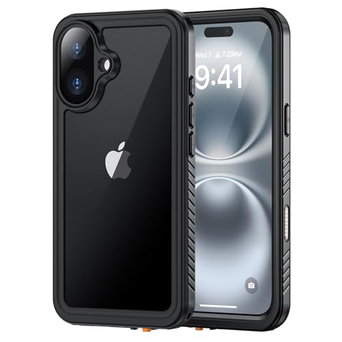 Lanhiem for iPhone 16 Plus Case, IP68 Waterproof Dustproof Shockproof Cases with Built-in Screen Protector, 360 Full Body Heavy Duty Rugged Phone Cover for iPhone 16 Plus - 6.7 inch (Black/Clear) - color: Black, size: for iPhone 16 Plus
