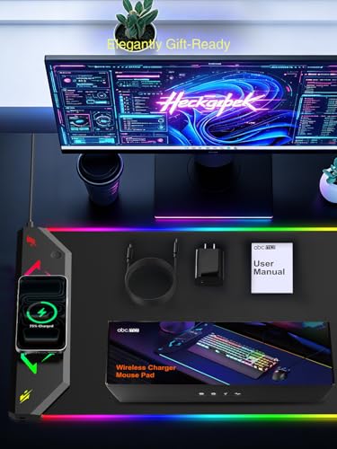 Magnetic Wireless Charging Mouse Pad Gaming, 31.5"x15.8" Large Desk Mat - color: RGB-31.5"x15.8"-Mag