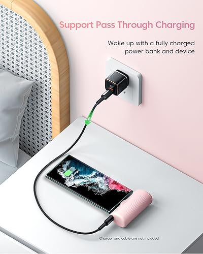 Kuulaa Portable Charger USB C with Built-in USB-C Plug, 4500mAh Mini Power Bank Small Battery Pack for iPhone 15/16,Samsung S22/S23 & Android (Pink) - color: Pack of 1 Pink