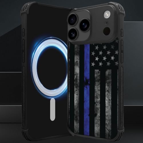DJSOK Case for iPhone 17 Pro,Compatible with MagSafe,Anti-Scratch Shockproof Case,American Police Flag - color: American police flag, size: IPhone 17 Pro