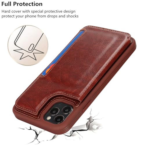 iCoverCase Compatible with iPhone 11 Pro Phone Case with Card Holder, Wallet Case for Women Men RFID Blocking PU Leather Protective Case 5.8 Inch (Dark Brown) - color: Dark Brown