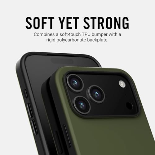 Ridge Case Compatible with iPhone 17 PRO - Compatible with MAGSAFE & Wireless Charging, Aluminum Control Buttons, Dual-Layer Construction, TPU Bumper with Drop Protection (Matte Olive) - color: Matte Olive, size: iPhone 17 Pro