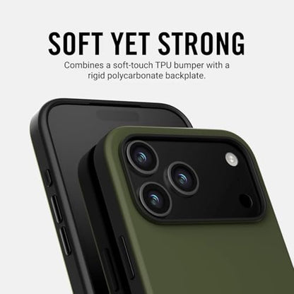 Ridge Case Compatible with iPhone 17 PRO - Compatible with MAGSAFE & Wireless Charging, Aluminum Control Buttons, Dual-Layer Construction, TPU Bumper with Drop Protection (Matte Olive) - color: Matte Olive, size: iPhone 17 Pro