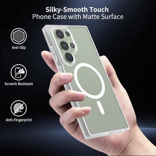 for Samsung Galaxy S24 Ultra Case Magnetic, [Compatible with Magsafe] 6.8 Inches Slim Fit Wireless Charging TPU and PC Shockproof Anti-Slip Protective Phone Cover, Matte Clear - color: Matte Clear Magnetic