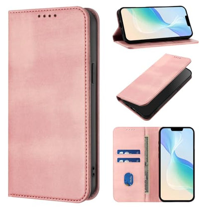 Phone Case Leather Compatible with Galaxy A10E Card Holder, Women Men Leather Case Protection Shockproof Magnetic Flip Folio Cover RFID Blocking Wallet Leather Compatible with Samsung Galaxy A20E/A10E - color: Pink