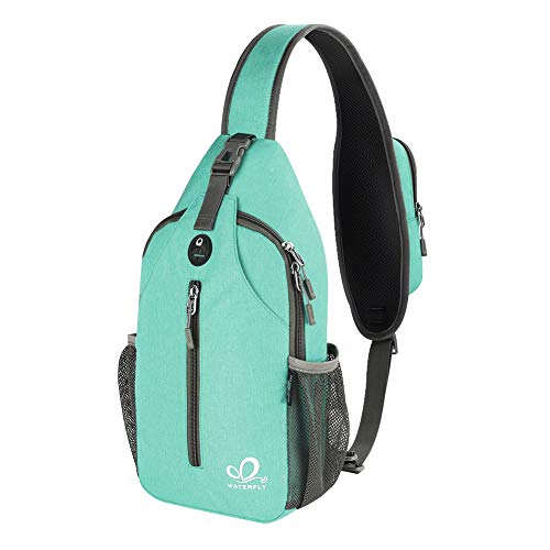WATERFLY Crossbody Sling Backpack Sling Bag Travel Hiking Chest Bag Daypack | Small Hiking bag,Multi-compartment storage,Water-resistant,Breathable back pad,Reversible adjustable shoulder strap - color: N - Mint Green