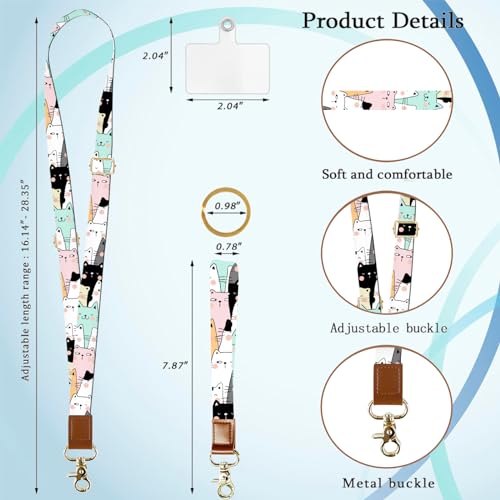 Phone Lanyard Wrist Strap Crossbody Adjustable, Cell Phone Lanyard for Around The Neck Shoulder Wristlet Strap - color: Pastel Cartoon Cats