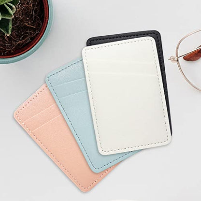 Limvory Phone Wallet Stick On, Leather Phone Card Holder - color: White, Blue