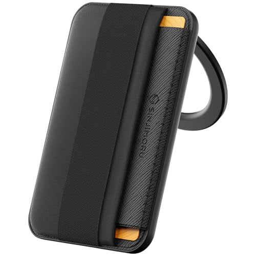 Sinjimoru Magnetic Wallet Stand with Soft Wool Band Grip for MagSafe, Black