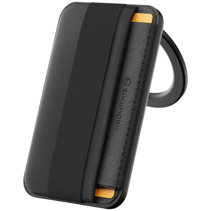 Sinjimoru Magnetic Wallet Stand with Soft Wool Band Grip for MagSafe, Black