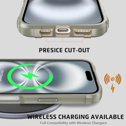 Rugged Shield 8ft Drop Proof TPU Thick Armor Tactical Protective Case Compatible with iPhone 16 (6.1 inches) - Light Clay - color: Light Clay, size: iPhone 16