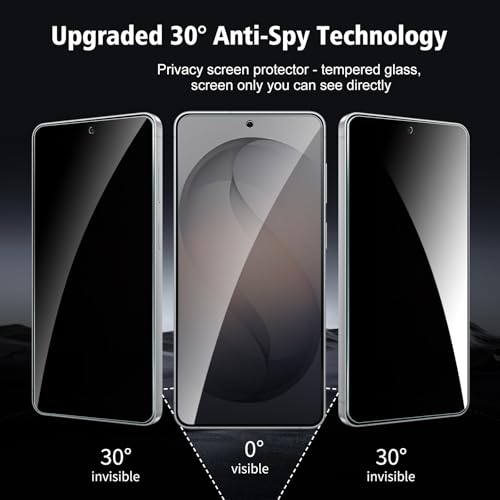 2+2 Pack for Samsung Galaxy S26+/S26 Plus Privacy Screen Protector with Camera Lens Protector, Anti Spy Tempered Glass Protection Film 9H Hardness, Scratch Resistant, Case Friendly