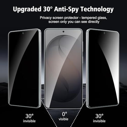 2+2 Pack for Samsung Galaxy S26+/S26 Plus Privacy Screen Protector with Camera Lens Protector, Anti Spy Tempered Glass Protection Film 9H Hardness, Scratch Resistant, Case Friendly
