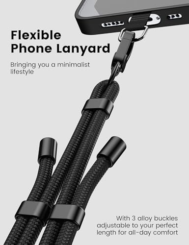 Phone Adjustable lanyard for phone with Tether Tabs - color: 2pack-black