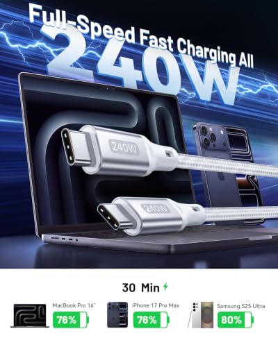 6 Inch Short USB C to USB C Cable 240W, 0.5ft C to C Fast Charging Cable - size: 0.5ft