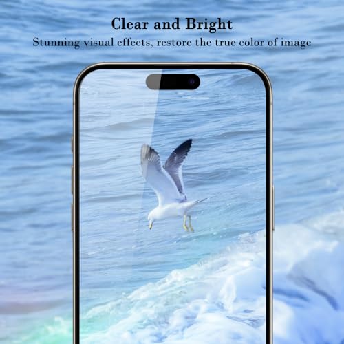 PERFECTSIGHT Privacy Screen Protector Compatible with iPhone 15 Pro 6.1 Inch, Anti Blue Light Anti Spy, HD Clear Bubble Free Anti-Scratch Case Friendly 5X Stronger Tempered Glass - color: HD Privacy, size: 6.1 inch