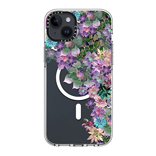 CASETiFY for iPhone 14 Plus Case - Impact Clear Compatible with MagSafe | Not Yellowing | 6.6 ft. 3X Military Grade Drop Protection | MY SUCCULENT GARDEN | Clear - color: MY SUCCULENT GARDEN, size: Iphone 14 Plus (6.7")