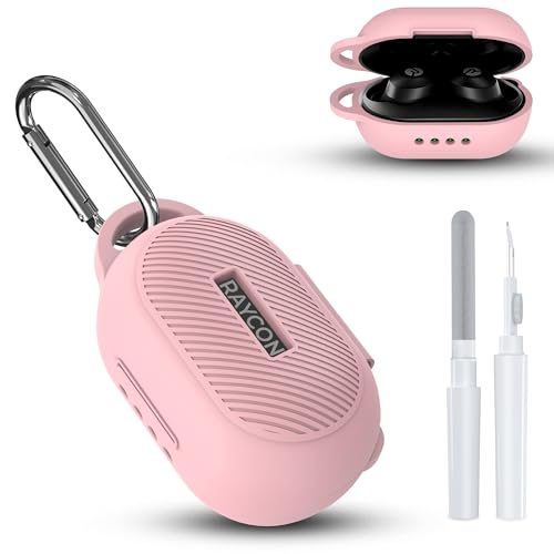 Case for Raycon Everyday Classic Headphones, Shockproof Soft Silicone Case for Raycon Earbuds Bluetooth Wireless, Ultra-Lightweight Protective Cover with Cleaning kit & Keychain, Pink - color: Pink