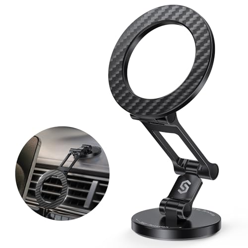 SYNCWIRE Fits MagSafe Car Mount Magnetic Phone Holder for Dash and Tesla - color: Carbon Fiber