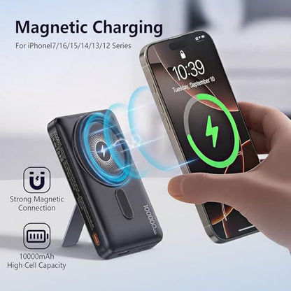 for Magsafe Power Bank, 10000mAh Portable Charger, Built-in Stand