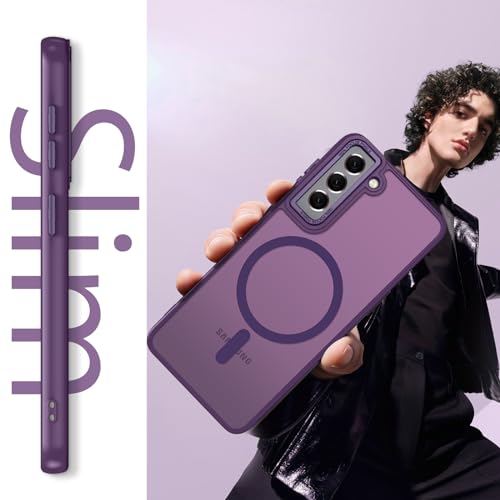 GUAGUA for Samsung Galaxy S21 5G Case Magnetic Cases Translucent Matte Back Slim Shockproof Protective Phone Case for Samsung S21 6.2 Inch for Men Women, Dark Purple - color: Dark Purple