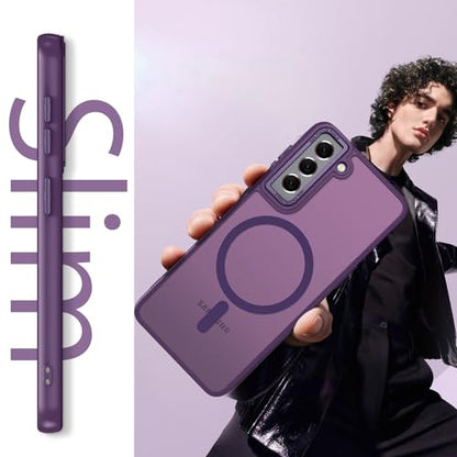 GUAGUA for Samsung Galaxy S21 5G Case Magnetic Cases Translucent Matte Back Slim Shockproof Protective Phone Case for Samsung S21 6.2 Inch for Men Women, Dark Purple - color: Dark Purple