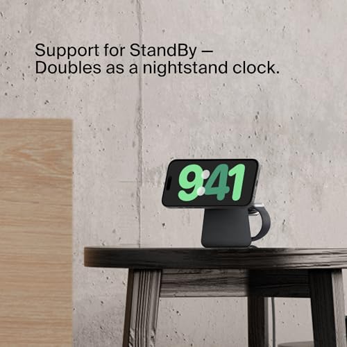 Belkin Qi2 15W Wireless Charging Dock, 2 in 1 Fast iPhone Charger - color: Black, style: Latest Gen