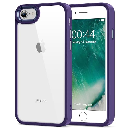 HOOMIL for iPhone SE 3rd/2nd Gen, iPhone 7/iPhone 8, Non-Yellowing, Drop Protection, Anti-Scratch Transparent Hard Back Phone Cover - Dark Purple - color: Dark Purple, size: iPhone 7/8/SE 2020/2022