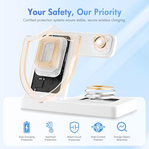 Wireless Charging Station for Apple Devices, 3 in 1 Foldable Charger Stand - color: White 1
