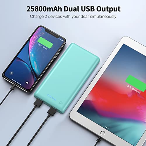 Ekrist Portable Charger Power Bank 25800mAh, Ultra-High Capacity Fast Phone Charging with Intelligent Controlling IC,2 USB Port External Cell Phone Battery Pack Compatible with iPhone,Android-Green - color: Green