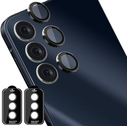 Zeking (2 Set for Samsung Galaxy A16 5G Camera Lens Protector, Scratch-Resistant HD Clarity Ultra-Thin 9H Tempered Glass with Aluminum Edging, Individual Metal Lens Cover (Black) - color: Black